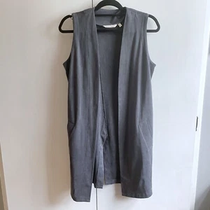 Soft Surroundings Vest Open Front Sleeveless Cardigan Faux Suede Gray Women’s XS - Picture 1 of 5