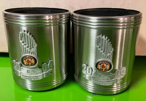 Set of 2 Boston Red Sox 2004 World Series Champions Beer / Drink Coozies Cover