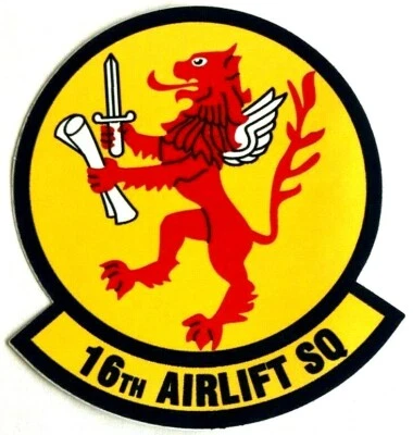 CALCOMANÍA/PEGATINA DEL 16º ESCUADRÓN DE TRANSPORTE AÉREO DE LA FUERZA AÉREA DE EE. UU. (DC-1)  Foto 1 de 3