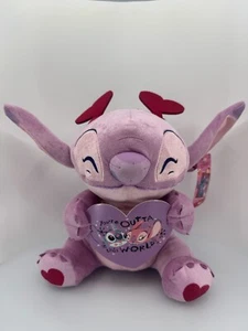 Peluche Disney Stitch Angelo San Valentino con cuore 10" peluche rosa - Foto 1 di 14