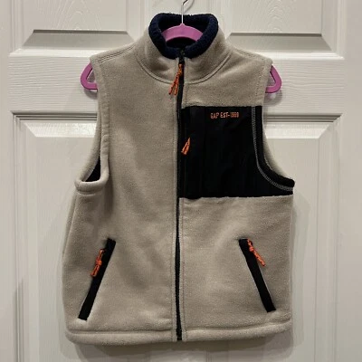 Gap Niños Niños Cremallera Completa Vellón Sin Mangas Talla 8 Azul Beige Foto 1 de 4