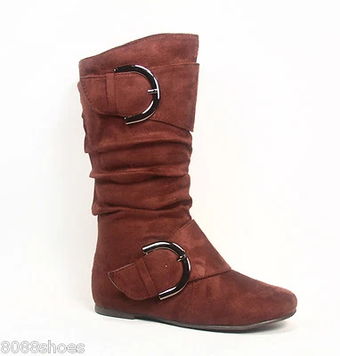 女童可爱拉链平底鞋中筒懒人靴 9-4 码全新 — 第 1/4 张图片