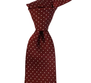 NWOT $295 Canali Satin Brown w White Polka Dots 7-Fold Silk Neck Tie Italy 3.25W - Picture 1 of 4