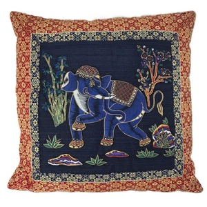 Thai Elefant Kissen bestickt abnehmbarer Bezug 15" Quadrat - Bild 1 von 5