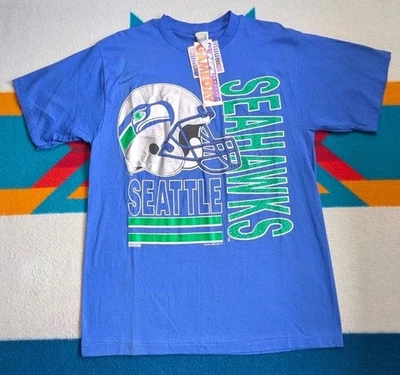 Camisa De Colección Seattle Seahawks 1993 Puntada Única Retro Cabeza Grande Logo Grande Nueva con Etiquetas Foto 1 de 4