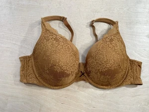 Cacique Boost Plunge Padded Underwire Womens Bra Sz 46C Yellow Lace - Picture 1 of 11