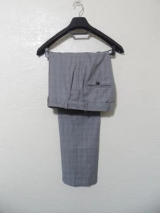 Brooklyn Tailors Gray Plaid Reda Siuper 130s Wool Dress Pants 32 X 29 - Picture 1 of 8