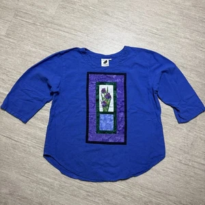 Brie Kriebel Clothing Women's Art To Wear Top Shirt Floral Purple M PNW OR - Picture 1 of 7