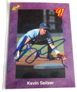 KEVIN SEITZER 1991 CLASSIC SIGNED BASEBALL CARD KC ROYALS 3B #40 - Bild 1 von 1