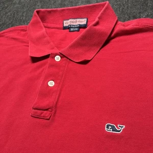Camisa Polo Vineyard Vines Piqué Hombres Talla XL Rojo Cereza Perú Ballena Logo Minimalista - Imagen 1 de 10
