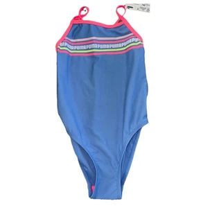 Puma One Piece Blue Girls 5 Swimsuit NEW NWT Beach - Picture 1 of 4