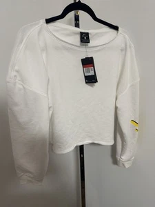 Nike Sweatshirt Women’s Dri Fit LOGO Crop Long Sleeve Pullover Run Gym white L - Picture 1 of 6