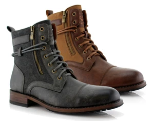 Polar Fox Kanye Herren brüniert Kampfstiefel außen Reißverschluss Aufkleber Mode Schuhe - Bild 1 von 13