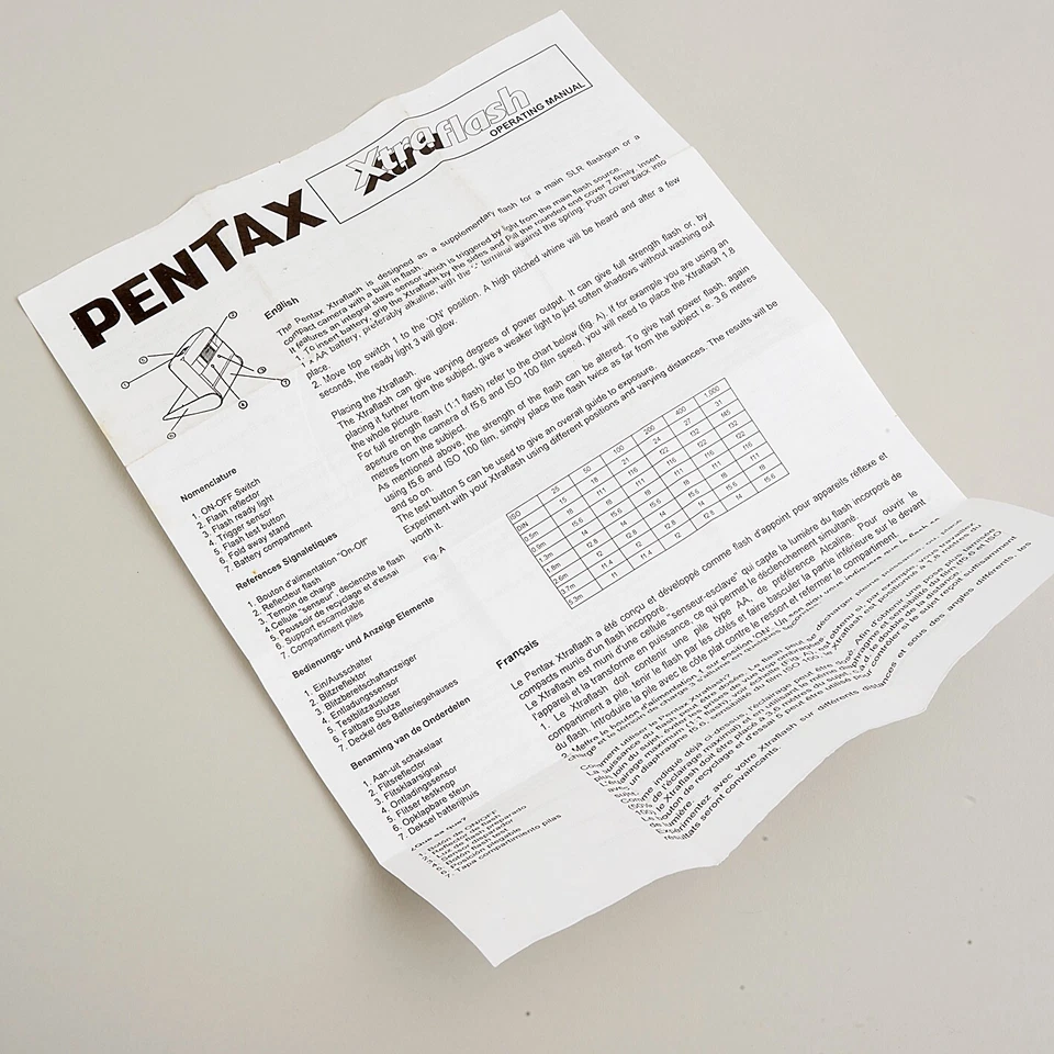 ASAHI PENTAX XTRA FLASH OPERATING MANUAL  GB FR DE NL ES #PA356 - Image 1 of 1