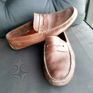 Johnston & Murphy Baldwin Shoes (Men 10.5) BROWN Leather SlipOn Driving Loafers - Picture 1 of 9