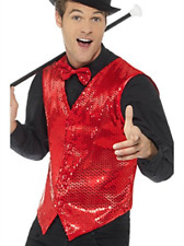 Smiffys Sequin Waistcoat, Red (Size S)