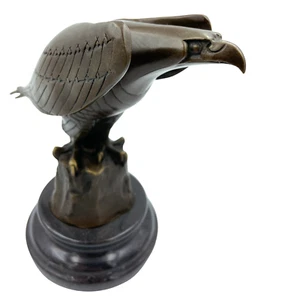 Adler Skulptur Bronze  Marmor Sockel Adlerkopf Greifvogel Falke Feldadler - Imagen 1 de 5