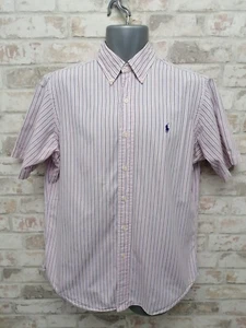 Polo by Ralph Lauren Men Casual Shirt Short Sleeves Pin Striped Cotton size M - Picture 1 of 9