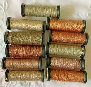 Kreinik Needlepoint Fibers Threads Lot of 11 Metallic Balger Copper Gold Rose - Picture 1 of 9