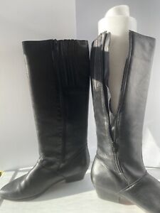 Vtg Florsheim Women’s Dress Boots Leather Black 80’s Tall 8.5 N