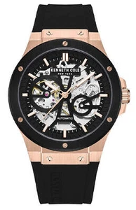 Kenneth Cole KCWGR0033503 Men's Silicone Strap Automatic Skeleton Watch - Picture 1 of 4