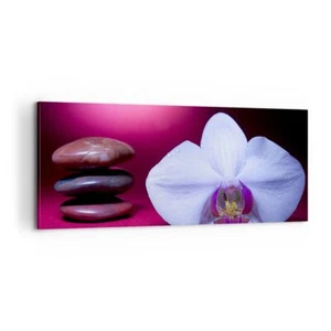 Wandbilder 100x40cm Leinwandbild Spa braune Steine weiße Orchidee Bilder - Bild 1 von 10