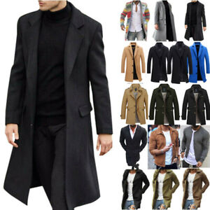 Mens Winter Long Trench Coat Double Warm Outwear Jacket Formal Cardigan Overcoat