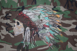 DENIM & SUPPLY Ralph Lauren CAMO SZ M Skelly Skeleton Head on Back Chief Indian