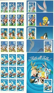 Looney Tunes Small Pane Sheet Set SC 3137,3204,3306,3391,3534 die cut-PO fresh # - Picture 1 of 6