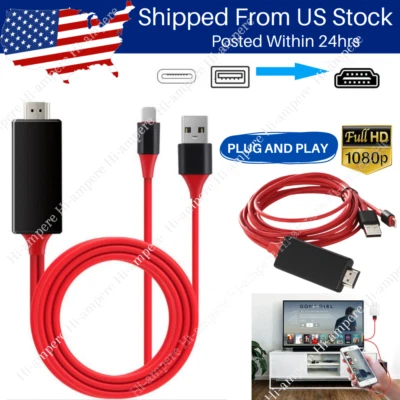 1080P HDMI Mirroring AV Cable Phone to TV HDTV Adapter For iPhone 14 11 XR 8 7 6 - Image 1 of 4