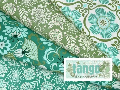 Moda-Stoffpaket Tango 4 x 25 x 110cm Nähen Patchwork Quilten Ostern grün modern - Bild 1 von 4