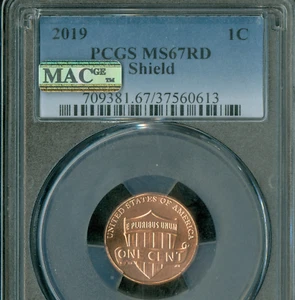 2019 LINCOLN SHIELD CENT PCGS MS67 RD MAC SPOTLESS * - Picture 1 of 2