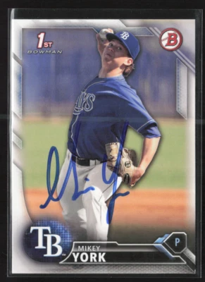 Mikey York Signed Autographed 2016 Bowman Draft #BD-119 Card Tampa Bay Rays - Image 1 of 2