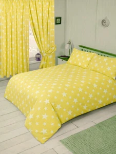 STARS YELLOW BEDDING OR CURTAINS OR BEAN BAG SUNSHINE SUMMER OFF WHITE - Picture 1 of 10