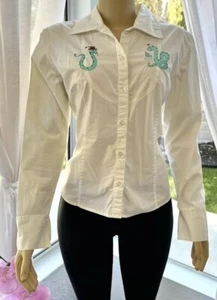 GEORGE Hemd weiß bestickt Kragen Knopfleiste Größe L Large Langarm - Bild 1 von 9