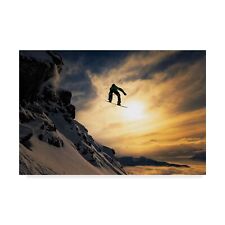 Trademark Fine Art Sunset Snowboarding by Jakob Sanne, 22x32-Inch, 22 in x 32...