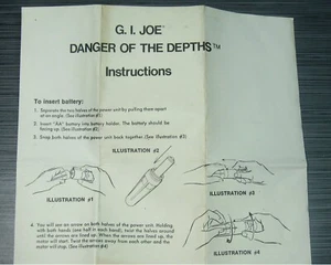 Hoja de instrucciones vintage original GI Joe Hasbro peligro de las profundidades años 60-70 - Imagen 1 de 2