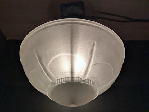Vtg Art Deco Ceiling Light Lamp Shade Cover Center Hole Frosted Glass Clear 9.5" Cover