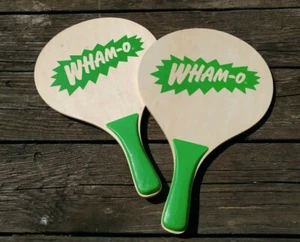 Wooden Wham-O Paddle - outdoor summer sports vintage game paddles set of 2 used - Picture 1 of 3