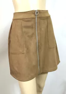 Falda Corta con Cremallera de Bolsillo de Gamuza Suave Inmitación Maurices Talla 10 Nueva con Etiquetas en Cervatillo - Imagen 1 de 4