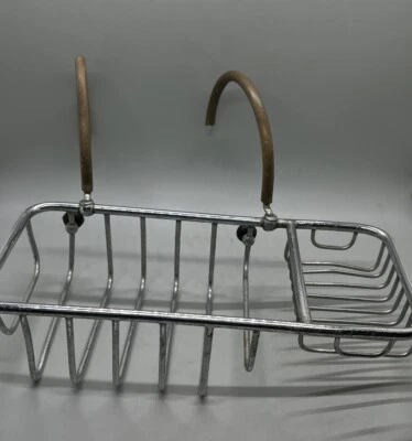 Fregadero de Alambre Cromo Soporte de Baño Bañera Jabón Esponja Combo 10.5x5” Brazo Bola Metal Antiguo Foto 1 de 4