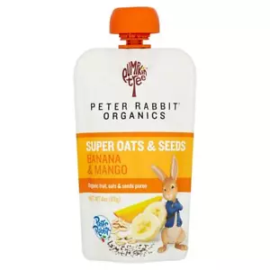 Peter Rabbit Organic Super Oats Seeds Banana Mango Puree 10 Pack 4 Ounce - Picture 1 of 7