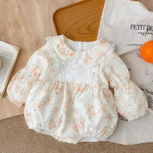 Spring 0-24M Children Clothes Baby Girl Romper Long Sleeved Newborn Jumpsuit+Hat - Picture 1 of 39