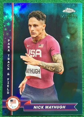 2024 Topps Chrome Olympic USA Nick Mayhugh  58/199  Refractor Track Field - Image 1 of 3