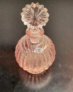 Antiker zartrosa Kolonialglas Parfüm Flakon mit Stopfen Art Deco - Bild 1 von 12