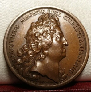 1697 LOUIS XIV 41mm MEDALLA HISTÓRICA Battle Ath Capta Mauger Bélgica Francesa  - Imagen 1 de 3