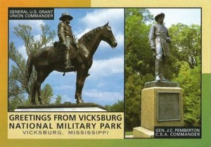 Postkarte Mississippi Vicksburg Schlachtfeld Park Statuen Grant & Pemberton NEUWERTIG - Bild 1 von 1