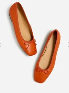 Madewell Anelise Ballet Flat Leather Dark Copper Orange Women's Size 10 NEW - Picture 1 of 10