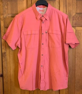 Men's Coleman Short Sleeve Button Front Reddish Orange Shirt Tag Size 2XL (XXL) - Picture 1 of 3