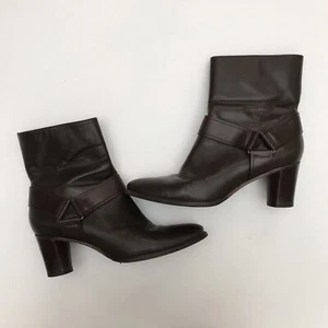 Cole Haan Women’s Leather Boot Size 8.5 B Kitten Heel Pull On Pointed Brown - Picture 1 of 13